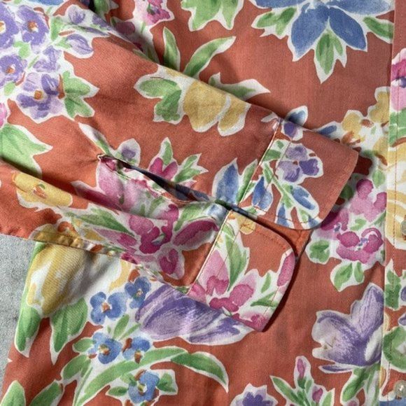 Ralph Lauren Hawaiian Short Sleeve Button Up Shirt‎ Women Size M Floral Tropical - Picture 3 of 7
